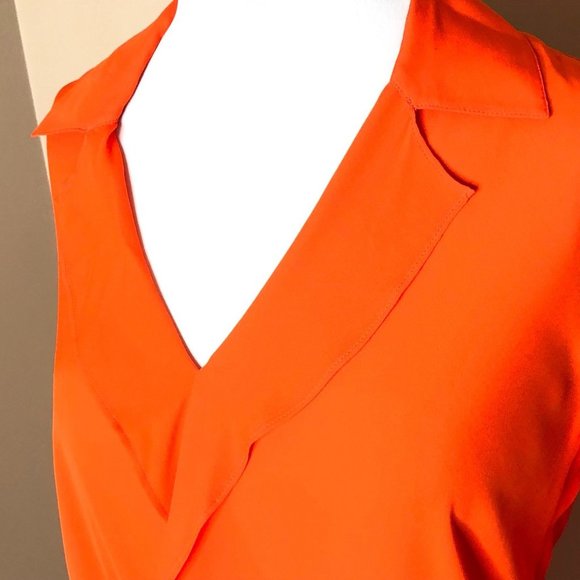 L'Agence Rita Draped Faux Wrap Silk Carrot Orange Blouse Top - Picture 7 of 14